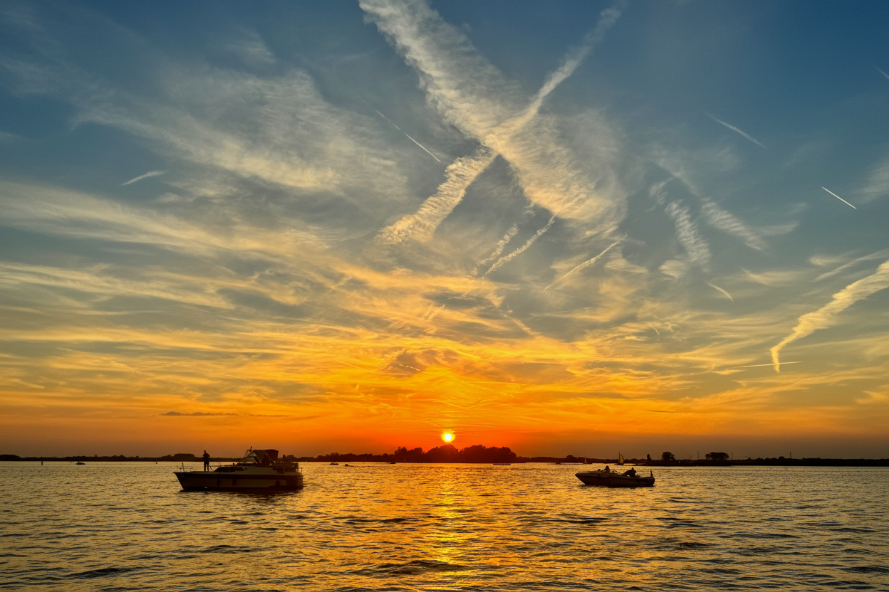 Zonsondergang op de Loosdrechtse Plassen – boot huren Loosdrecht